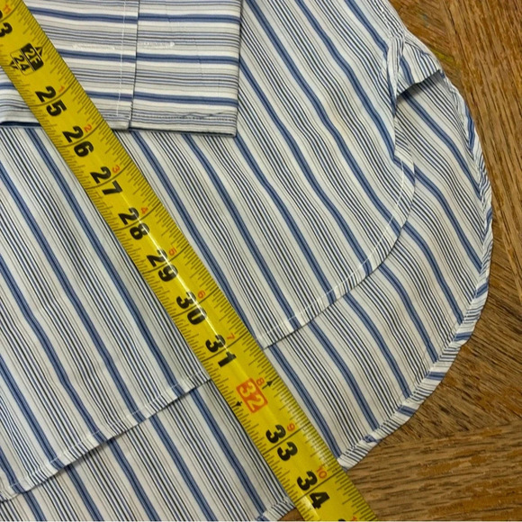 BURBERRY London Men's Button Up Dress Shirt Striped Blue White Size L - Picture 5 of 6
